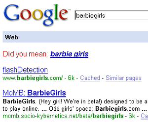 screenshot google suche nach barbiegirls