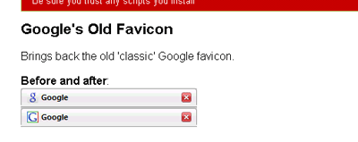 google favicon new and old