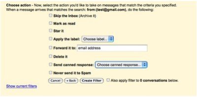 gmail canned response filter
