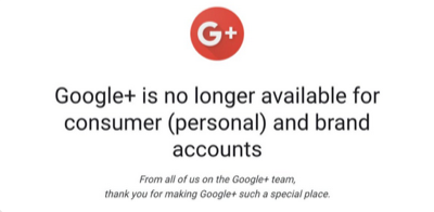 google+ is no longer available