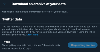download an archive of you data