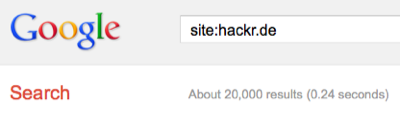 About 20,000 results for site:hackr.de