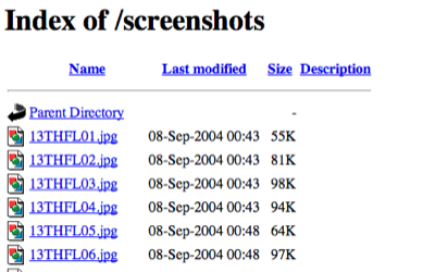 index of screenshots