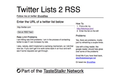 Twitter Lists 2 RSS